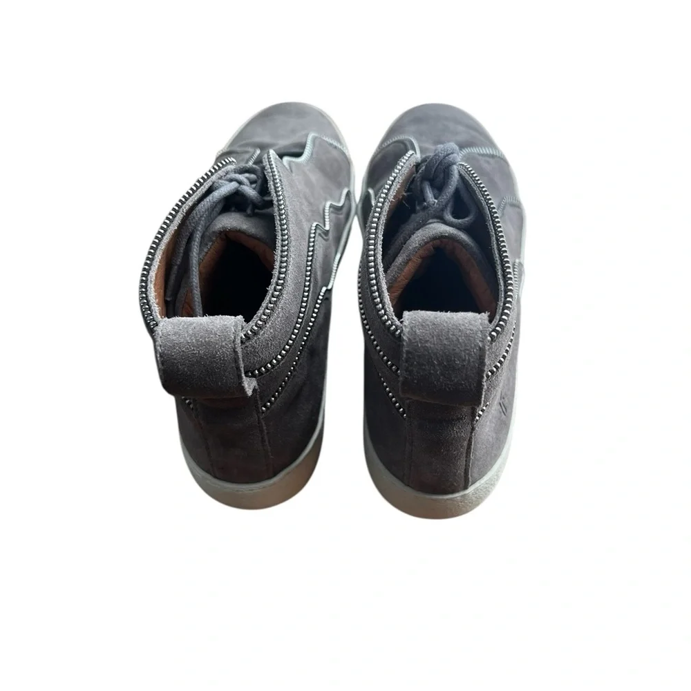 Frye Gray Suede High Top Sneakers Leather Side Zip‎ Casual Womens 7
